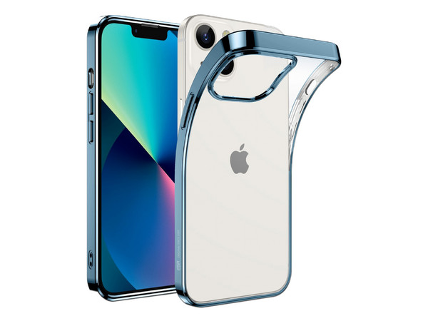 Funda ESR Project Zero para iPhone 13. Color Transparente con Azul.