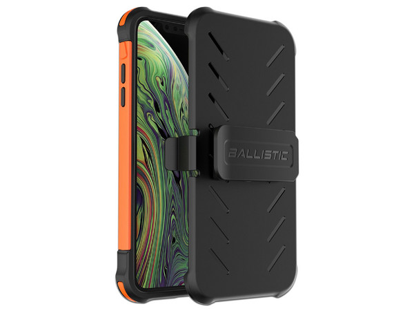Funda Ballistic TJ Maxx de uso rudo, para iPhone XS MAX con clip y Mica de pantalla. Color Naranja/Negro. - imagen 2