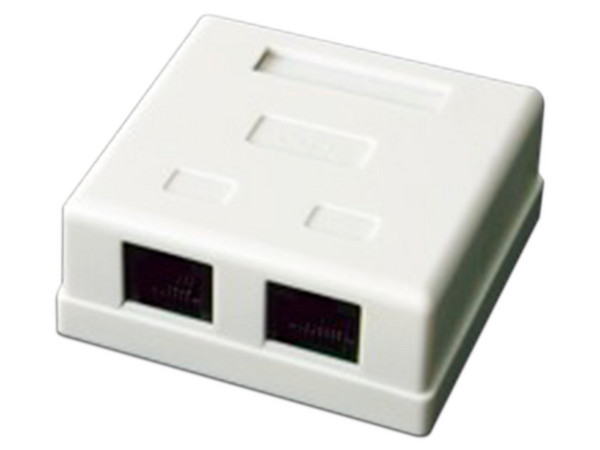 Roseta de Pared Linkedpro LP-WP-6035 con 2 Puertos, Incluye 2 jacks UTP Cat5e, Color Blanco.