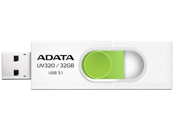 Unidad Flash USB 3.0 ADATA UV320 de 32GB. Color Blanco/Verde.