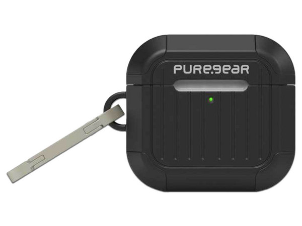 Funda Protectora PUREGEAR, Para AirPods 4ta Generación, Con Carabinero, Compatible Con Carga Inalámbrica, Color Negro.