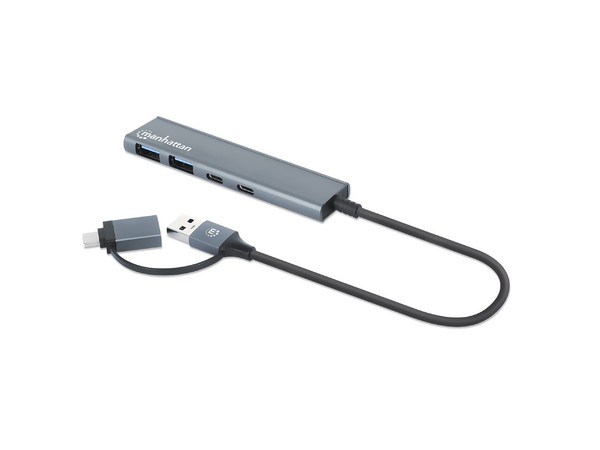 Hub Manhattan USB-C A USB-A, USB 3.1, Transferencia 5 Gbit/s.