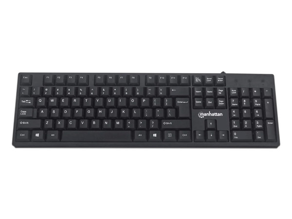 Teclado Manhattan 179324, USB, Versión en Inglés. Color Negro.
