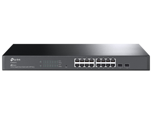 Switch TP-LINK JetStream de 16 puertos, 10/100/100 Mbps y 2 ranuras Gigabit SFP.
