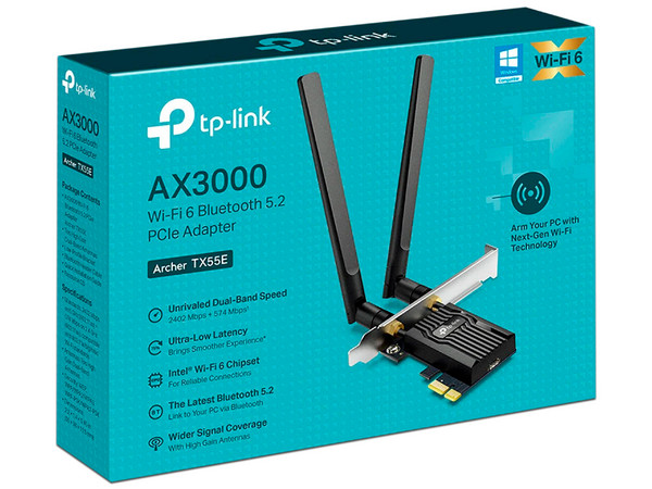 Tarjeta de Red Inalámbrica con 2 Antenas TP-Link Archer TX55E, Wireless AX3000 (Wi-Fi 6), Bluetooth 5.2, hasta 3000Mbps, PCI Express. - imagen 2