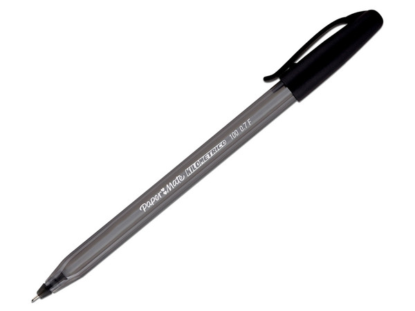 Bolígrafo Papermate Kilométrico Económico Punto Fino 0.7mm Color Negro Caja con 12 piezas.