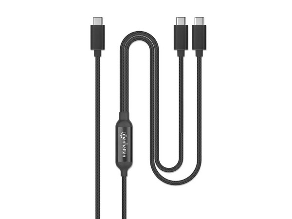 Cable de Carga MANHATTAN 355810 USB-C Doble de 2 m (7 ft), Potencia 100W, Compatible con 2 Dispositivos. - imagen 2