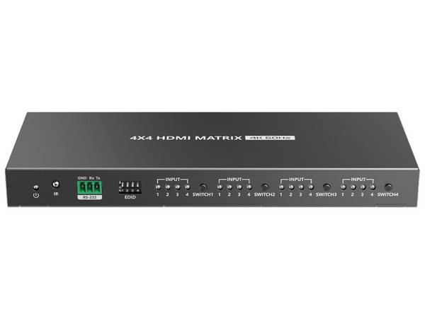 Matricial de Video EPCOM TT414PRO, con 4 Entradas y 4 salida HDMI, 4K, 60 Hz, Soporta HDR10, Color Negro.