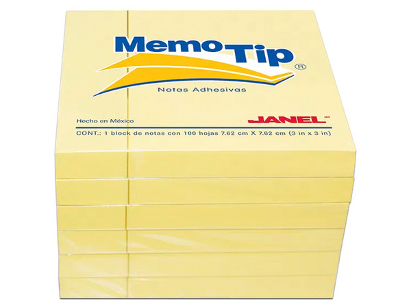 Notas Adhesivas Janel Memo Tip, 3" x 3", 100. Color Amarillo. - imagen 2