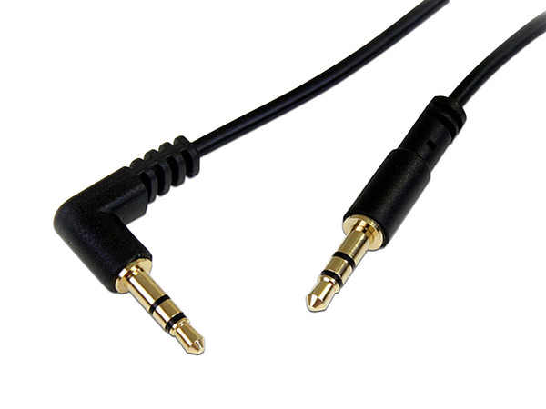 Cable Delgado de 91cm de Audio Estéreo Mini Jack de 3.5mm en Ángulo Derecho Macho a Macho