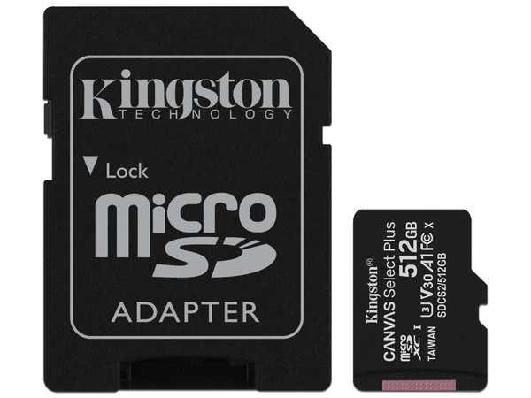 Memoria Kingston MicroSDXC UHS-I U3 Canvas Select Plus de 512GB, V30, Clase 10. Incluye adaptador. - imagen 3