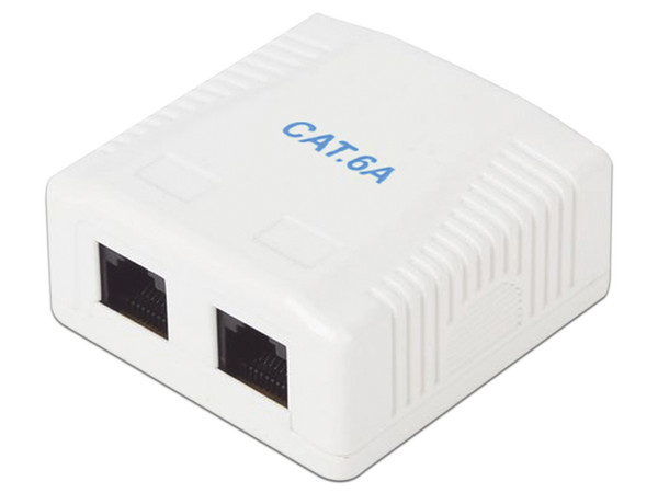 Roseta de Pared Linkedpro LP-WP-39-C6A con 2 Puertos, Incluye 2 jacks UTP, Cat6A, Color Blanco.