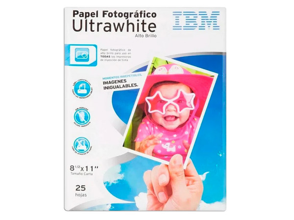 Papel Fotográfico PCM IBM UltraWhite, Tamaño Carta, 8.5" x 11", 25 hojas.