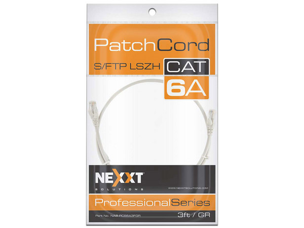 Cable de red Nexxt Solutions RJ-45 (M-M) Cat6a S/FTP, de 0.9m. Color gris. - imagen 2