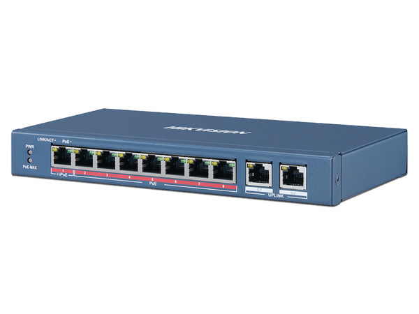 Switch Hikvision DS-3E0310HP-E, 8 Puertos 10/100 Mbps PoE + 2 Gigabit RJ45.