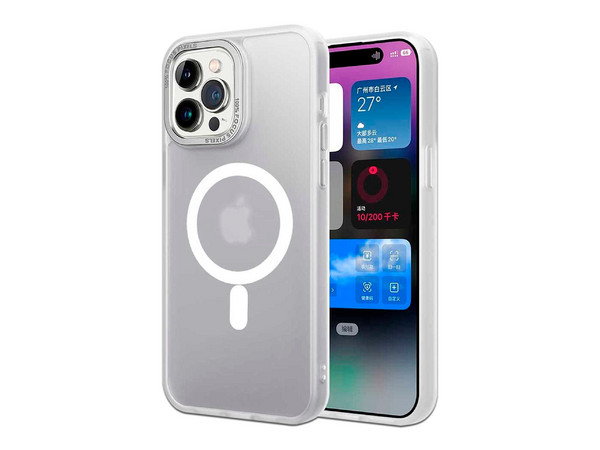 Funda protectora Tekku Matte para iPhone 15 Pro, Compatible con MagSafe, Color Blanco Transparente. - imagen 2