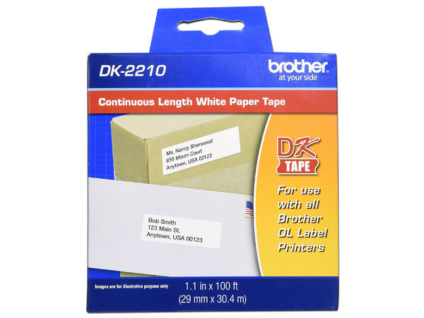 Rollo de papel Brother DK2210 para impresora QL-500, QL-550.