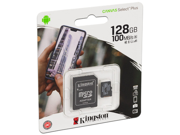 Memoria Kingston Canvas Select Plus MicroSDXC UHS-I U1 de 128 GB, Clase 10.