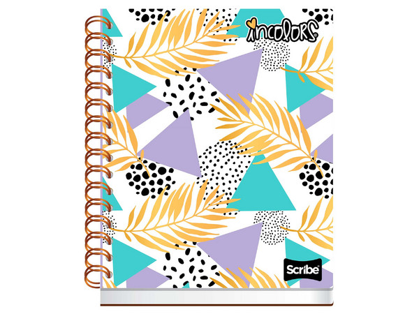 Cuaderno Scribe Book Incolors Raya pasta dura espiral doble 100 hojas