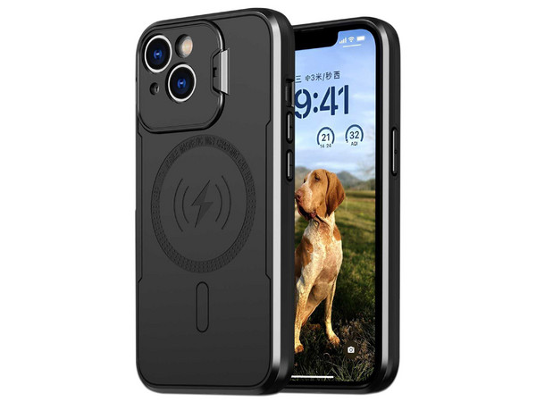 Funda TEKKU TK-01-005-022-01 Armor Soporte para iPhone 15, Color Negro, Compatible con MagSafe.