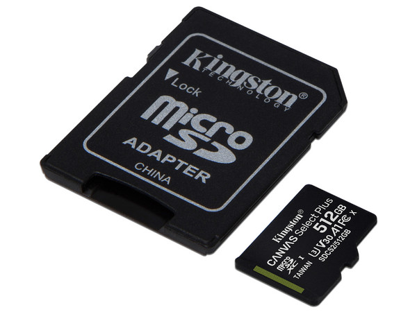 Memoria Kingston MicroSDXC UHS-I U3 Canvas Select Plus de 512GB, V30, Clase 10. Incluye adaptador. - imagen 2