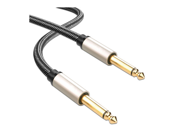 Cable de Audio Ugreen de Conectores TRS (6.35mm), Mono, Nylon Trenzado, 10m. Color Negro. - imagen 2