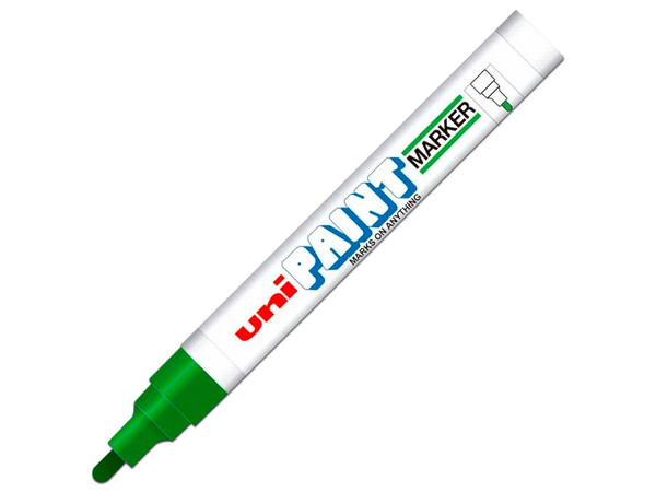 Marcador Azor UniPaint PX20VE, Punta Tipo Bala, Color Verde, (12 Piezas).