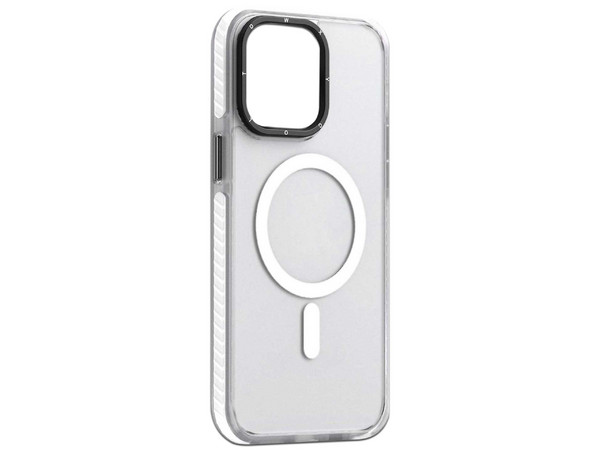 Funda protectora Tekku Matte Color para iPhone 15 Plus, Compatible con MagSafe, Color Blanco Transparente.