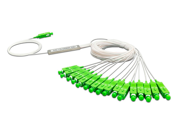 Divisor Óptico tipo PLC LinkedPro 1x16, Conectores SC/APC. Color Verde.
