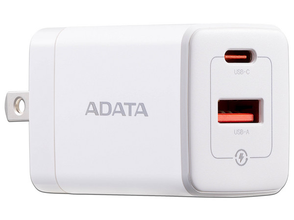 Cargador de Pared ADATA CHARGERU-0352-QCPDWH de 35W, Puerto USB Tipo A y USB Tipo C, Color Blanco.