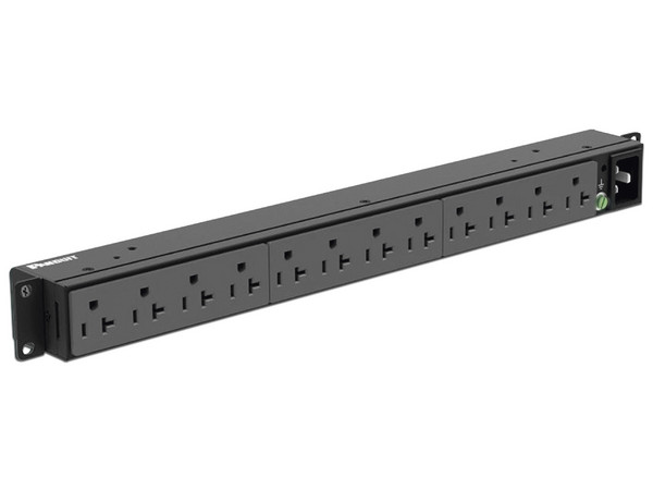 Barra multicontacto horizontal Panduit P12B19M para montaje de Rack de 19", 1U. Color Negro