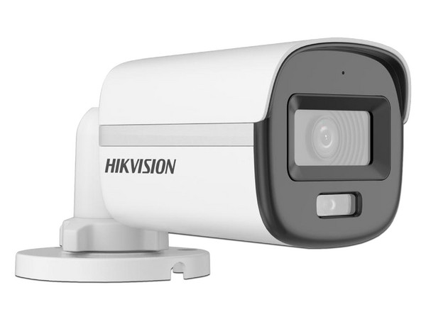 Cámara de Vigilancia tipo Bala Hikvision TURBOHD DS-2CE10DF0T-LFS de 2MP (1920 x 1080), Lente de 2.8mm, Luz Blanca e IR hasta 20m, Micrófono Integrado, IP67.