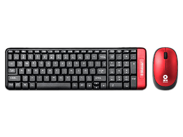 Kit de teclado y Mouse BRobotix, Inalámbrico, Color Rojo.