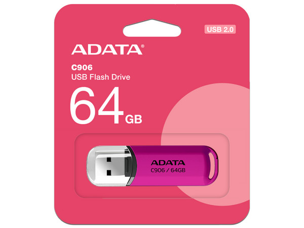 Unidad Flash USB 2.0 ADATA C906 de 64GB. Color Rosa. - imagen 3