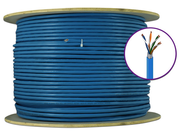 Bobina de Cable Enson 12264L305, Cat6A UTP, 23 AWG, 305m, Color Azul.