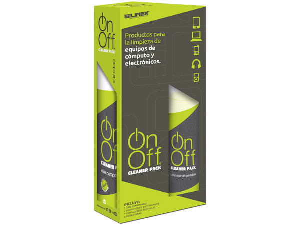 Kit de 4 accesorios de limpieza Silimex On Off para equipos de cómputo audio y video.