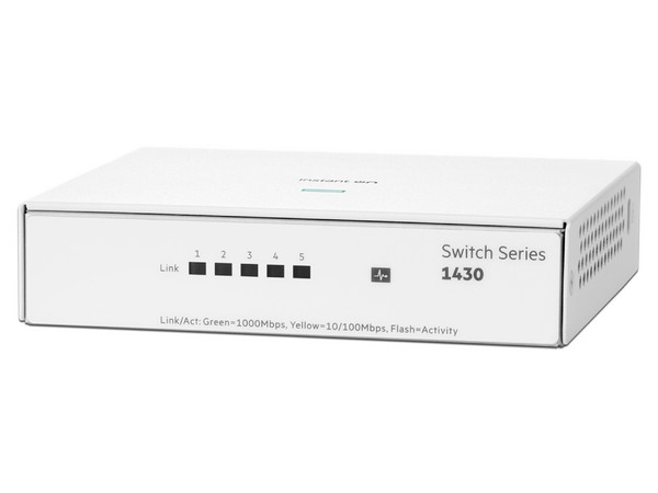 Switch HPE Aruba Networking Instant On 1430, 5 Puertos RJ-45 10/100/1000 Mbps, Color Blanco.