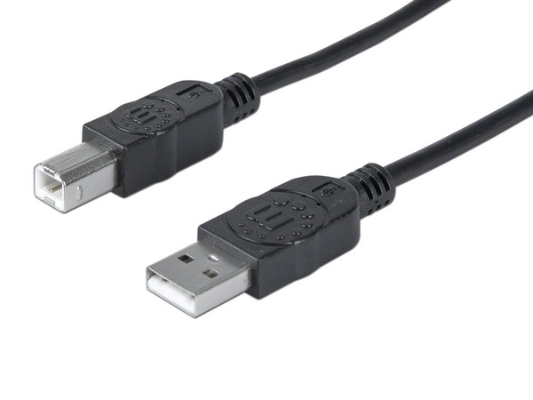Cable USB Manhattan 333368 para impresora, de USB-A a USB-B (M-M), 1.8m. Color Negro