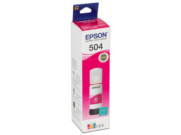 Botella de Tinta Epson 504, Magenta, Modelo: T504320-AL.