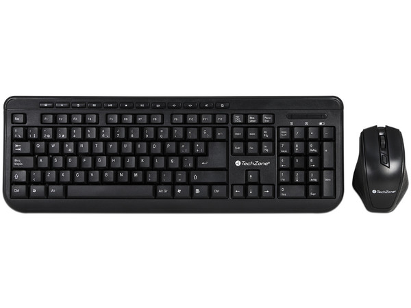 Kit de Teclado y Mouse óptico inalámbrico TechZone TZ16COMB01-INA, USB.