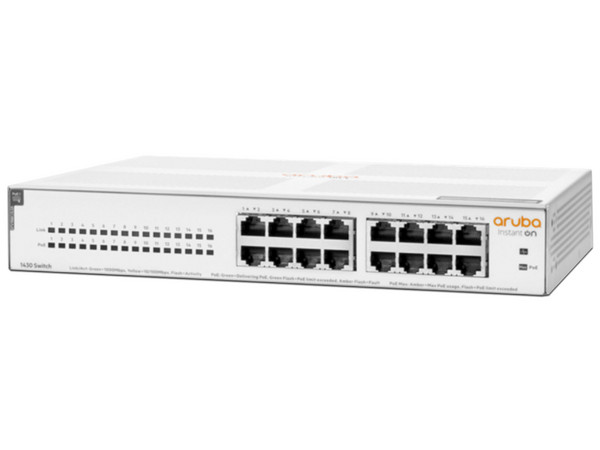 Switch Aruba Instant On 1430, 16 Puertos PoE 10/100/1000Mbps, No administrable.