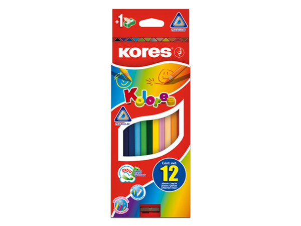 Colores Triangulares Kores 933126, 3 mm, 12 Piezas.