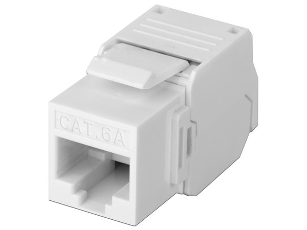 Módulo Jack Keystone LinkedPro LP-KJ-6A-TTWH con terminación en ángulo 180, Cat6A, Color Blanco.