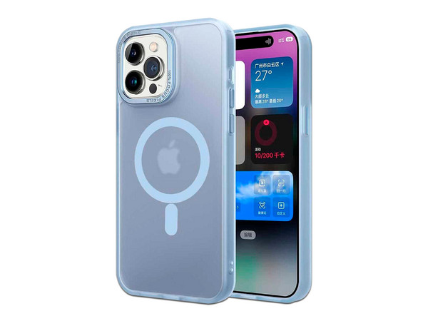 Funda protectora Tekku Matte para iPhone 15 Pro, Compatible con MagSafe, Color Azul Transparente. - imagen 2